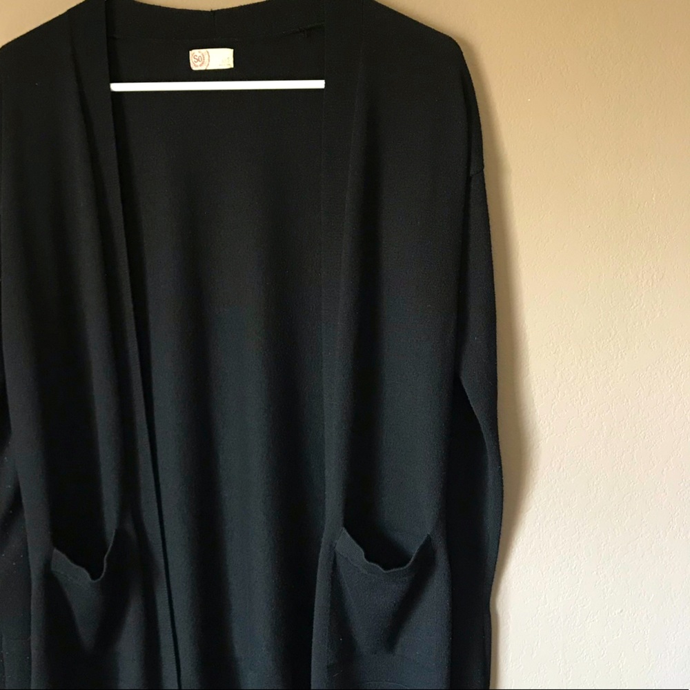 Black Open Front Cardigan
